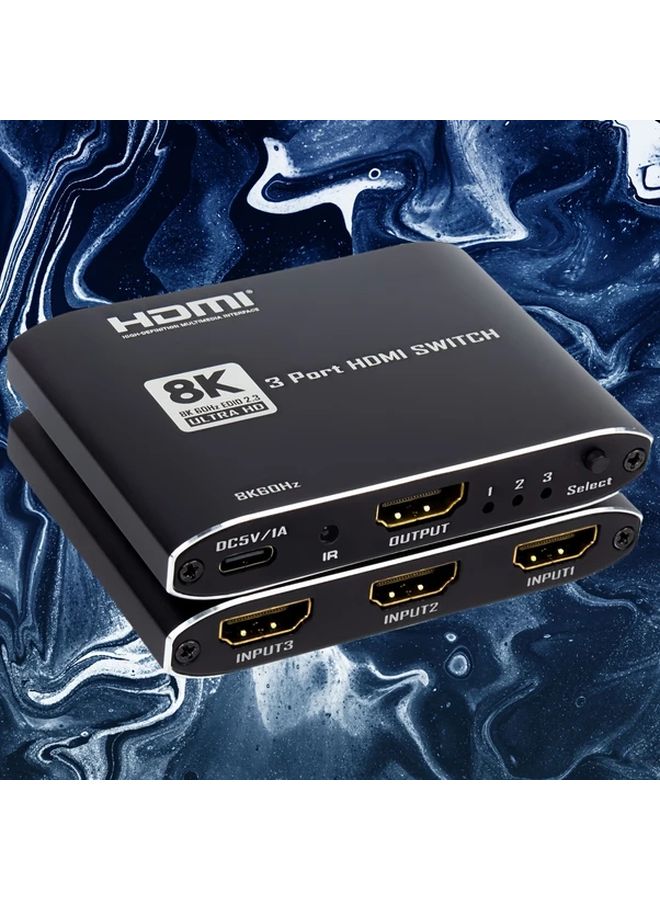 أسود 8K 60 هرتز 3x1 HDMI 2.1 مفتاح تبديل 48 جيجابت في الثانية محور تبديل تلقائي لـ PS5 Xbox Series X Apple TV - Image 1